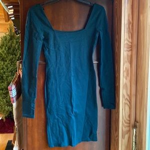 Dark forest green body con short dress